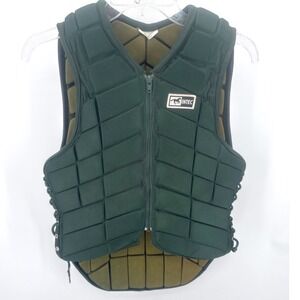 Intec Equestrian Riding Vest Green Padded Segmented Lace Up Zip Adult 32-34?